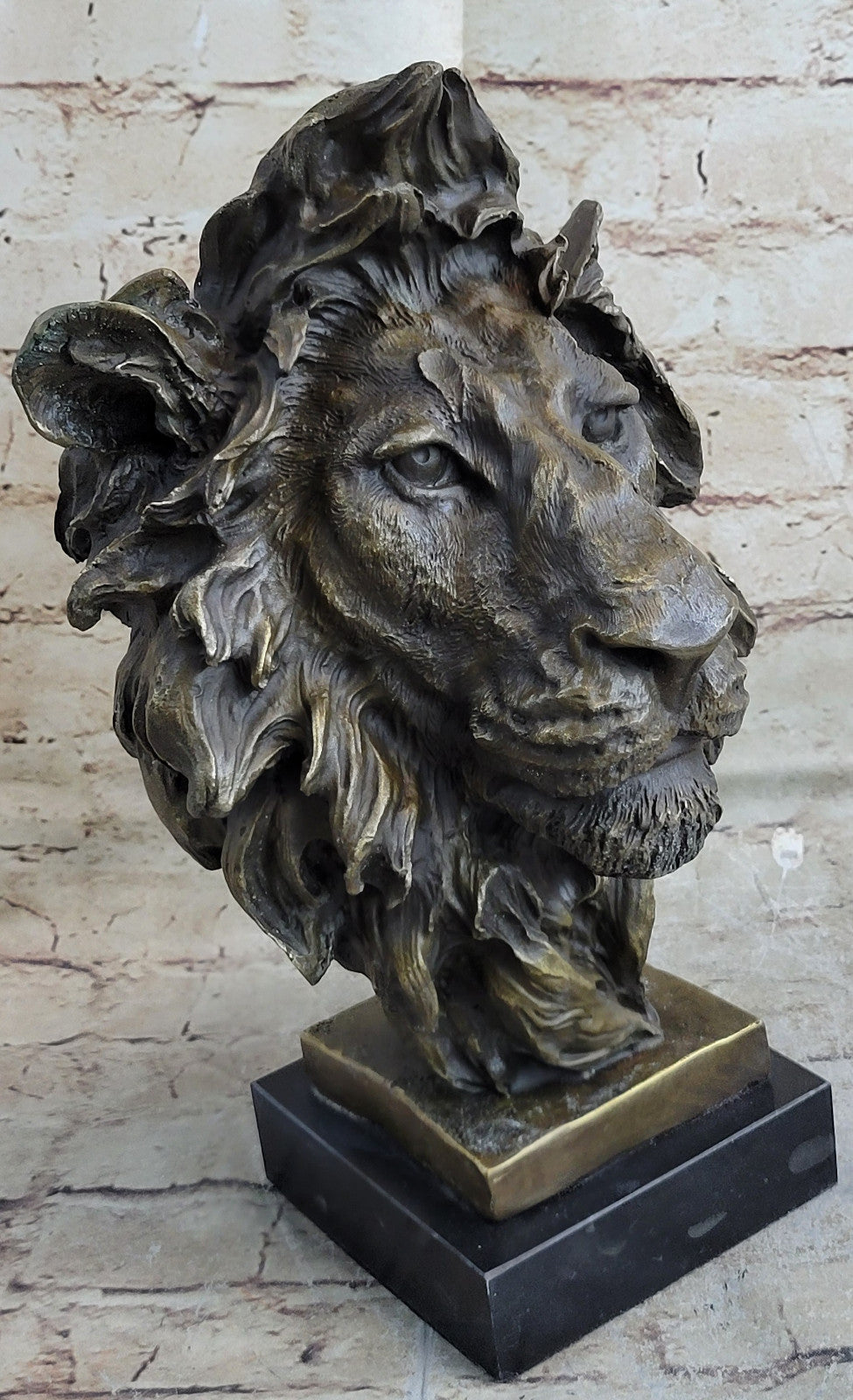 Art Sculpture Pure Bronze Copper Marble Abstract Fu Foo Dog Lion Statue Figurine