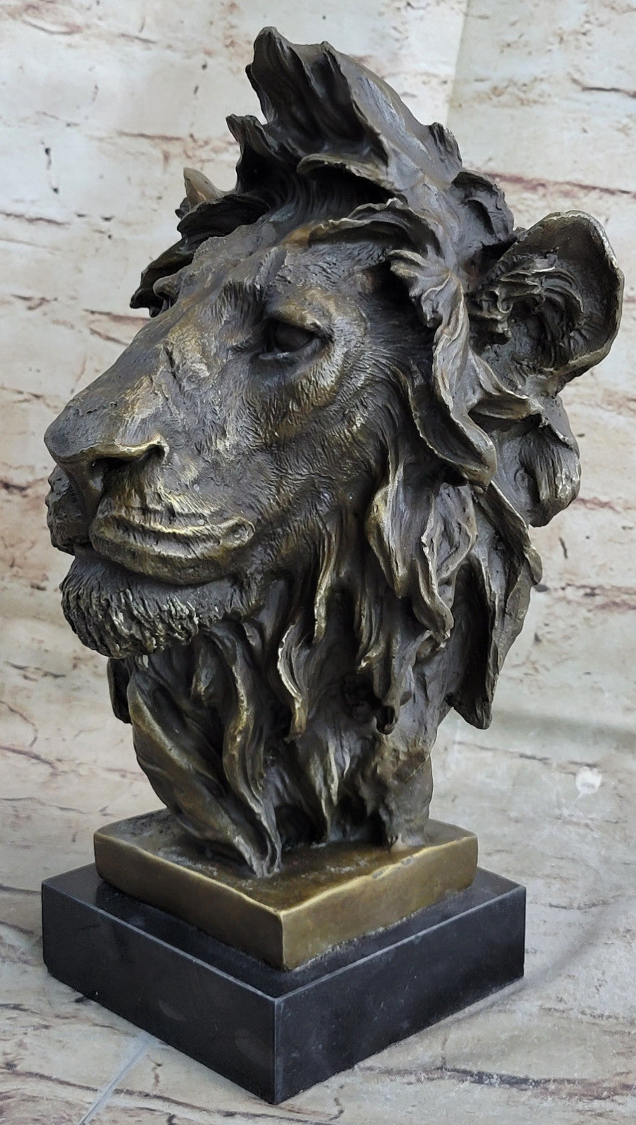 Art Sculpture Pure Bronze Copper Marble Abstract Fu Foo Dog Lion Statue Figurine