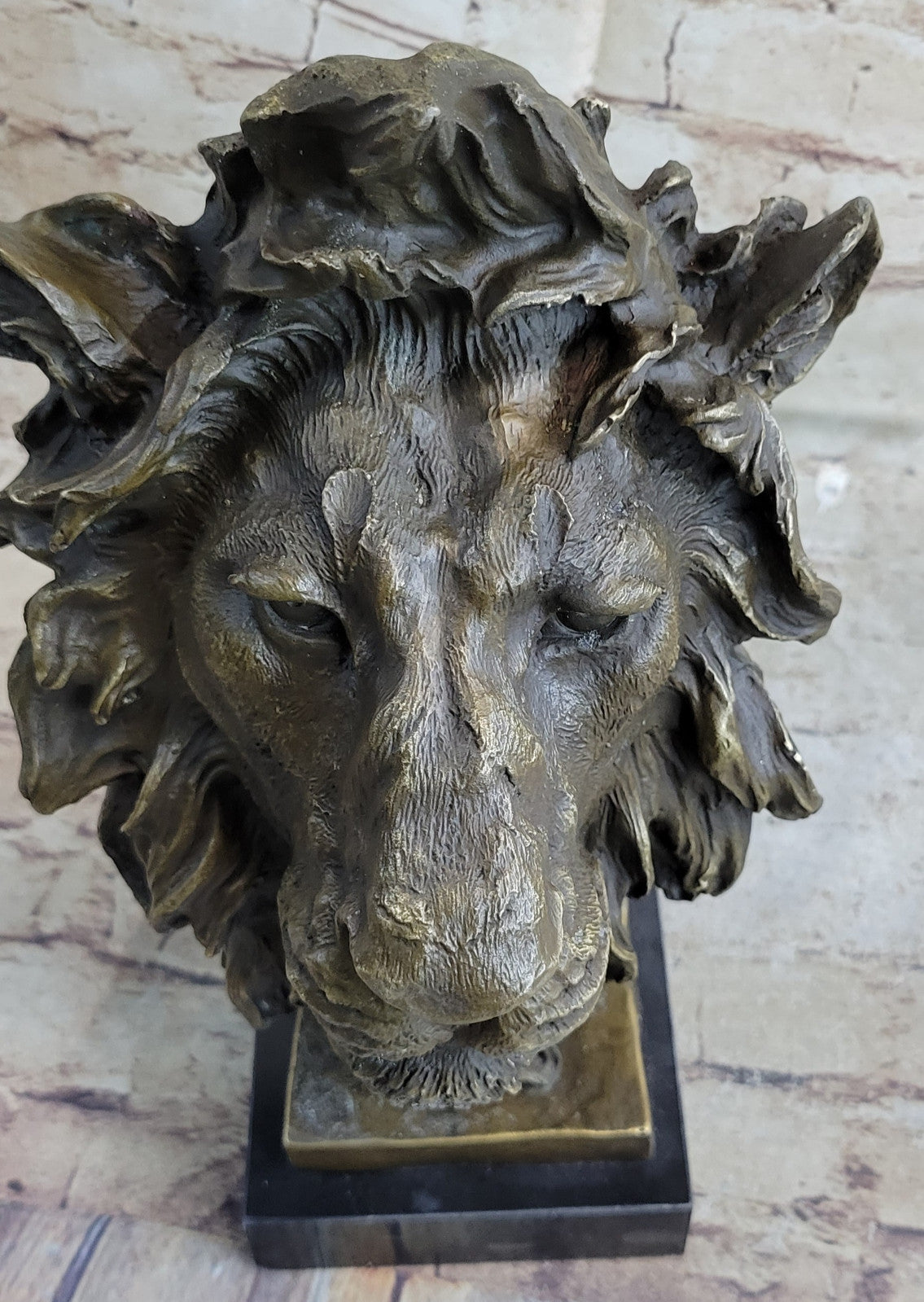 Art Sculpture Pure Bronze Copper Marble Abstract Fu Foo Dog Lion Statue Figurine