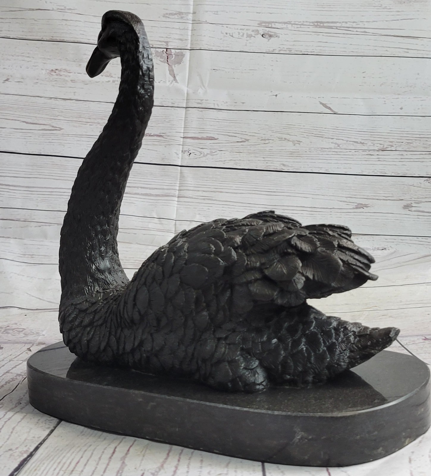 Swan Geese Backyard Pond Bird Lover Gift Art Bronze Marble Statue Sculpture