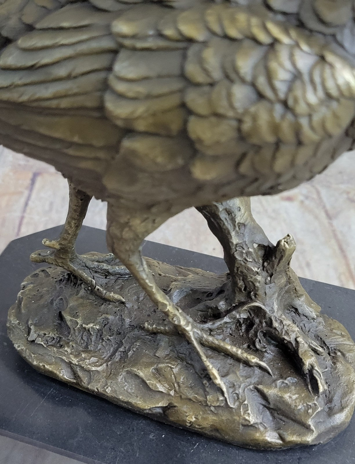 Lifelike Bronze Pheasant Statue Wildlife Sculpture Farm Decor Collector`s Item