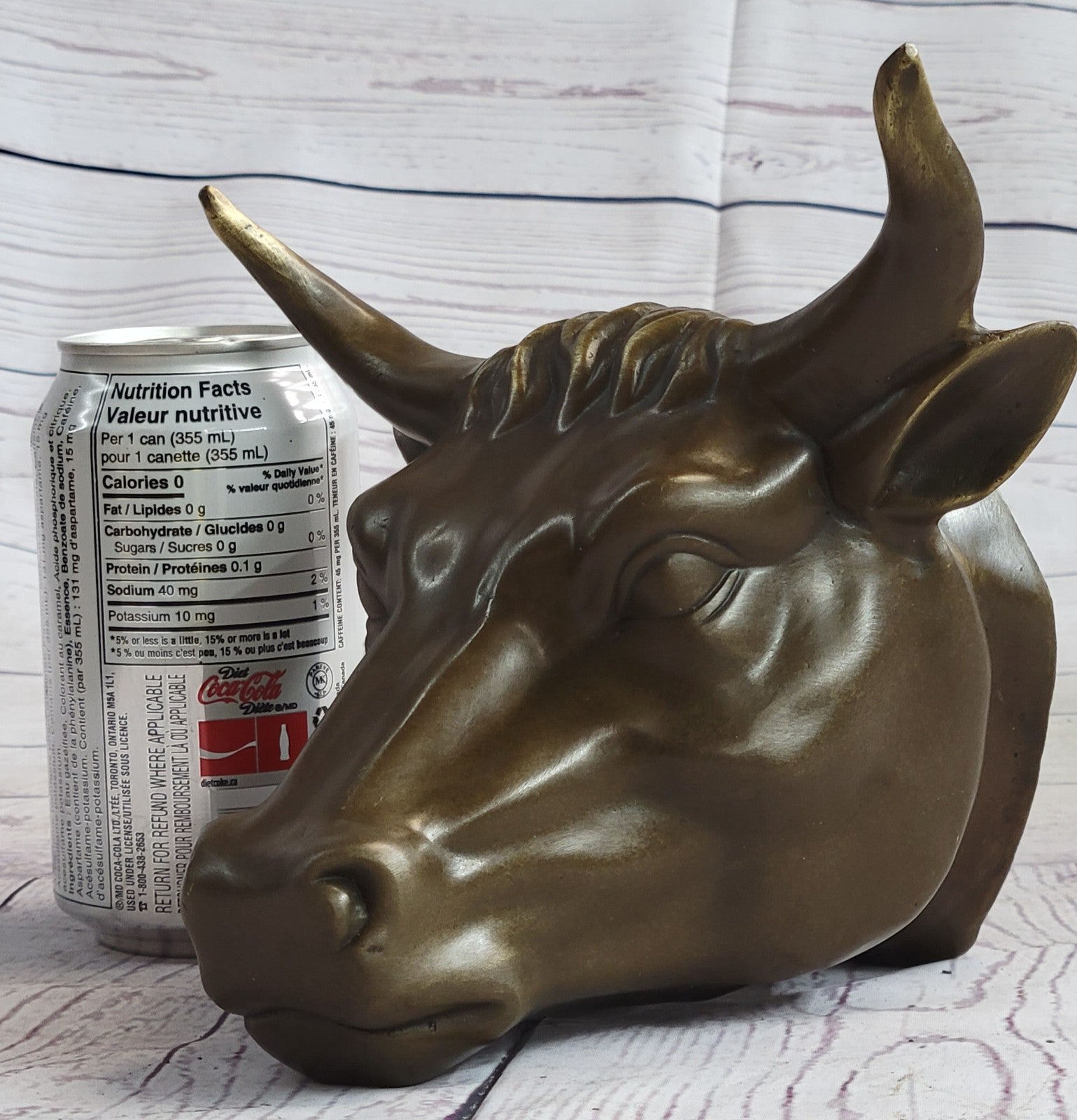 BULLS HEAD WALL HANGING 19CM BRONZE FINISH GARDEN/INDOOR PATIO ORNAMENT STATUE