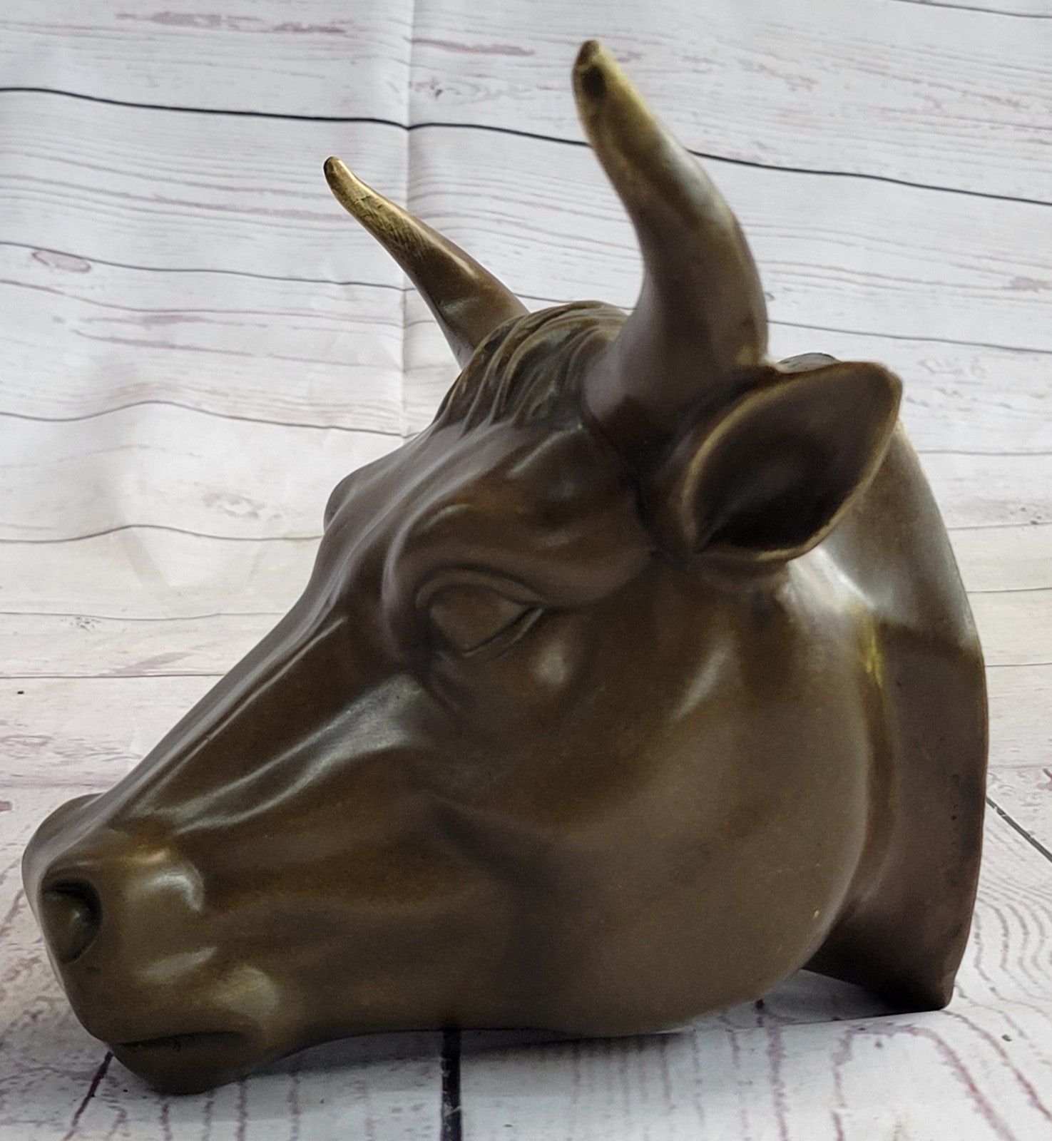 BULLS HEAD WALL HANGING 19CM BRONZE FINISH GARDEN/INDOOR PATIO ORNAMENT STATUE