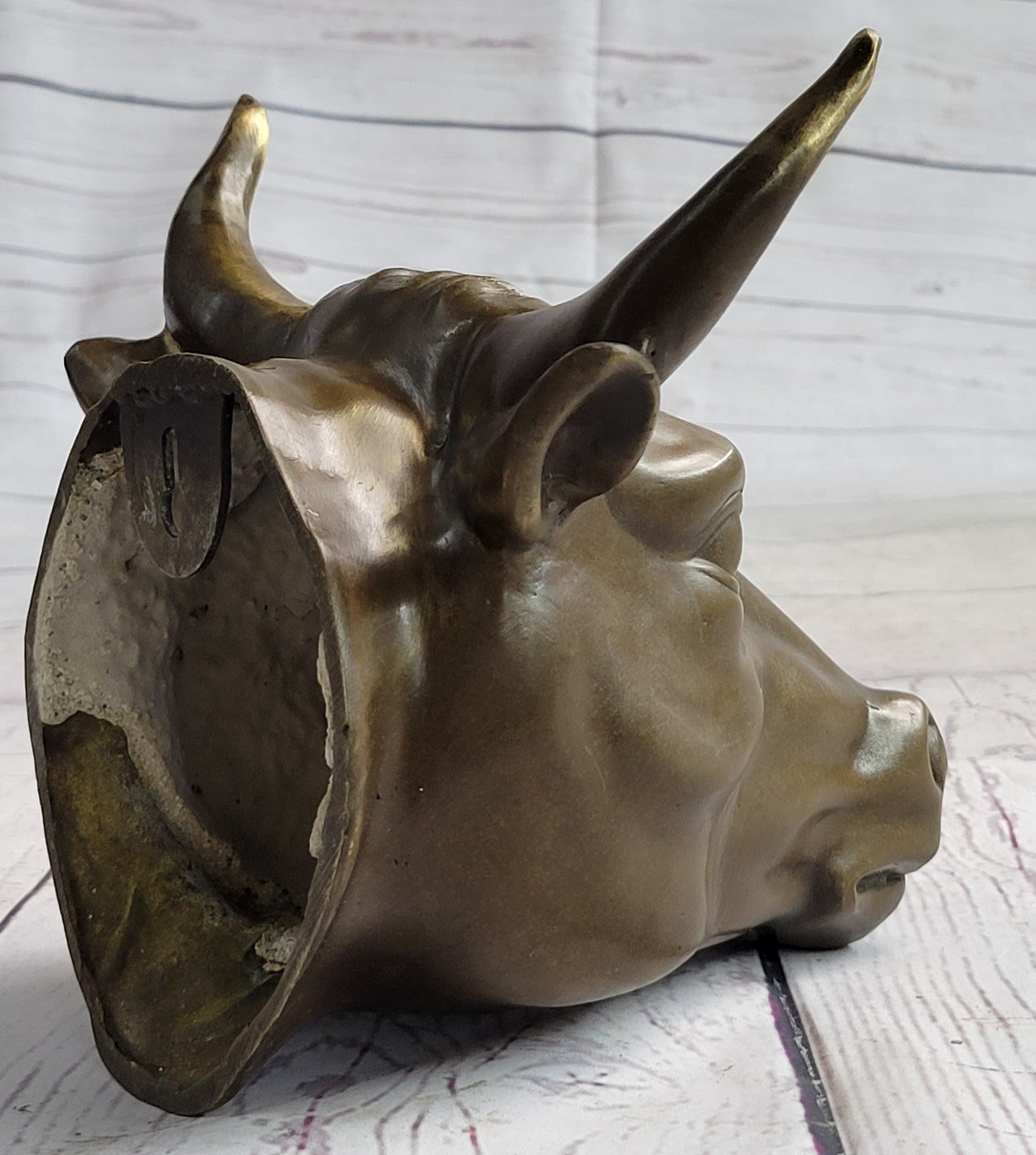 BULLS HEAD WALL HANGING 19CM BRONZE FINISH GARDEN/INDOOR PATIO ORNAMENT STATUE