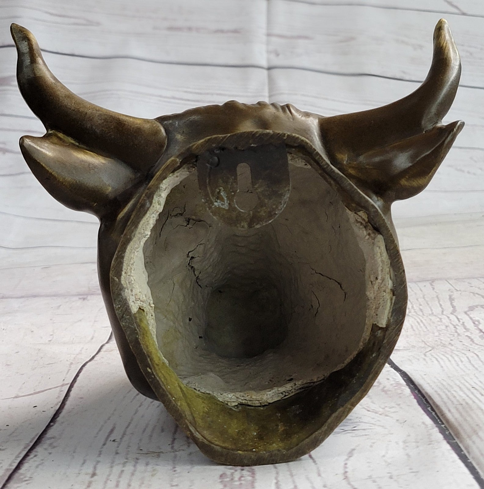 BULLS HEAD WALL HANGING 19CM BRONZE FINISH GARDEN/INDOOR PATIO ORNAMENT STATUE