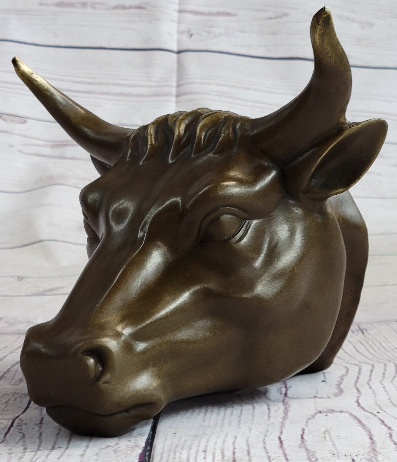 BULLS HEAD WALL HANGING 19CM BRONZE FINISH GARDEN/INDOOR PATIO ORNAMENT STATUE