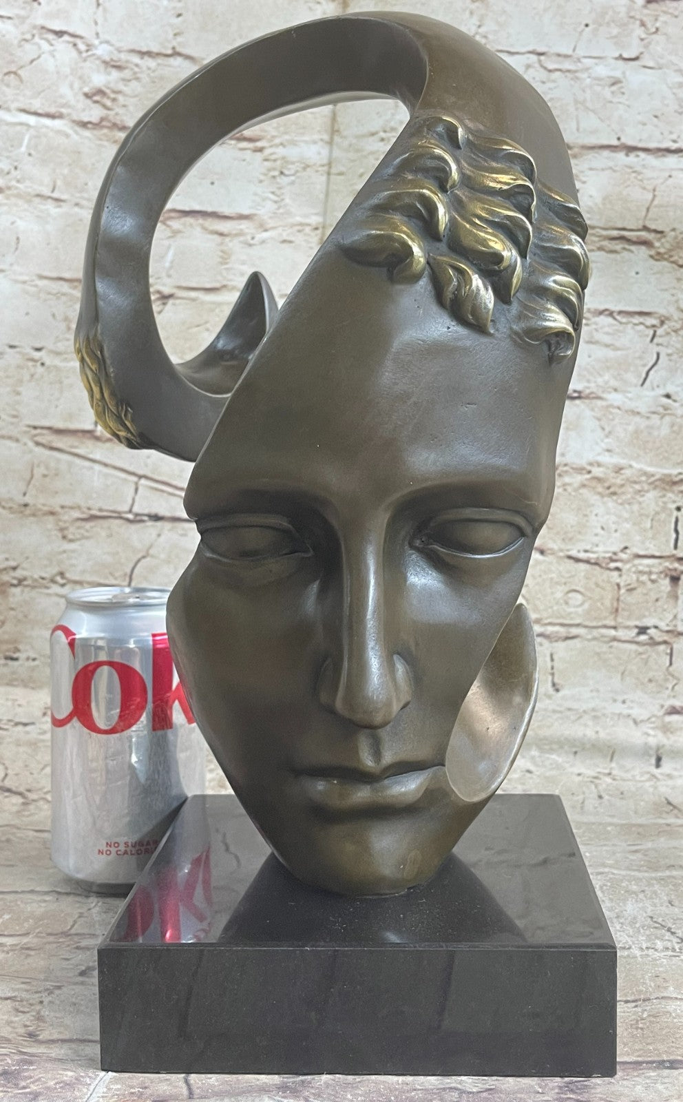 Bronze abstract statue Male Dali head bronze sculpture people face 100% bronze