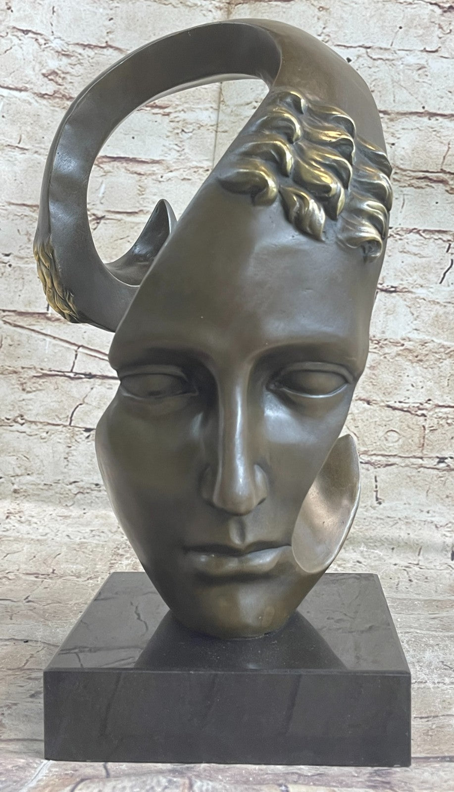 Bronze abstract statue Male Dali head bronze sculpture people face 100% bronze