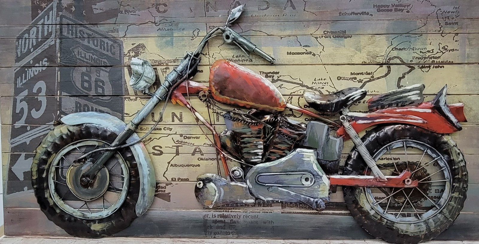 "Motorcycle 1" Primo Mixed Media Hand Painted Iron Wall Sculpture Handcrafted Artwork