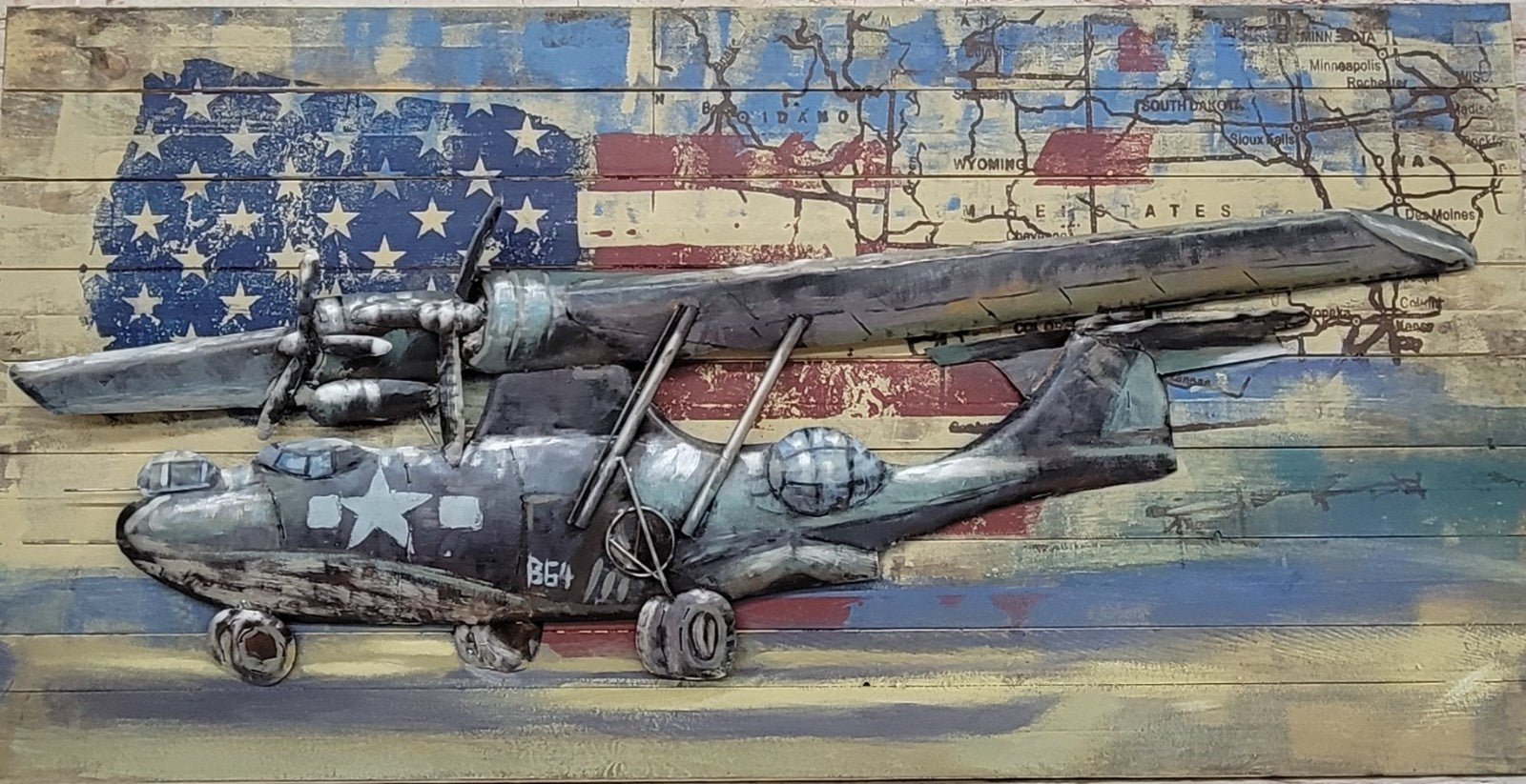 Customer`s Favorite item galvanized metal airplane home decor 3d airplane metal art