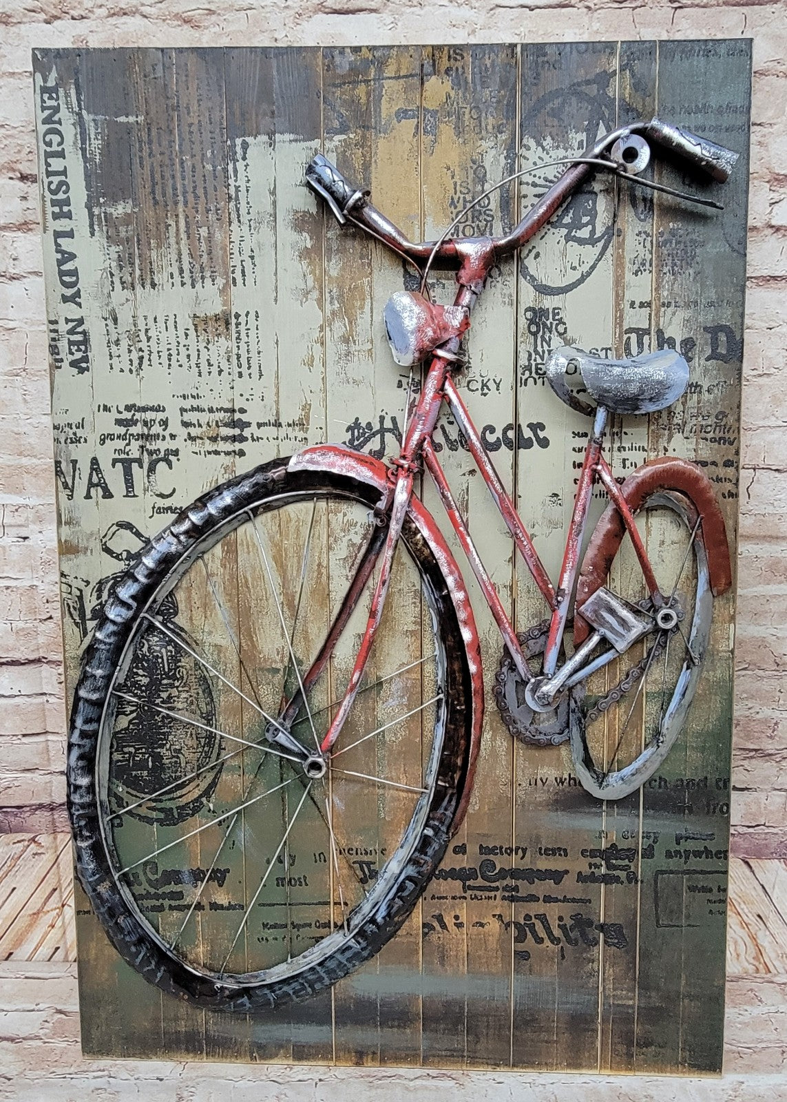 Still life metal painting wall arts modern 3d art wall iron bicycle home decor