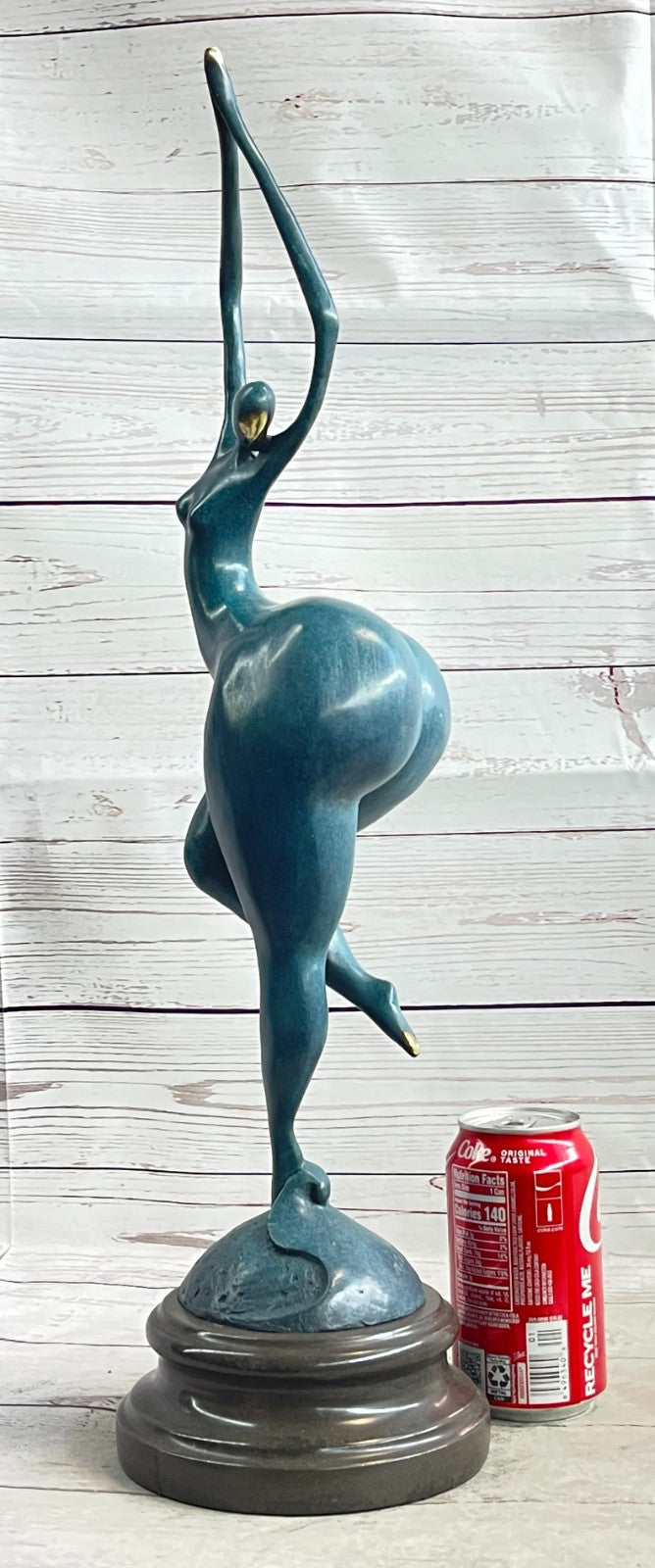 ABSTRACT WOMAN SIGNED MILO SCULPTURE HOT CAST HAND MADE MARBLE BASE FIGURINE LRG