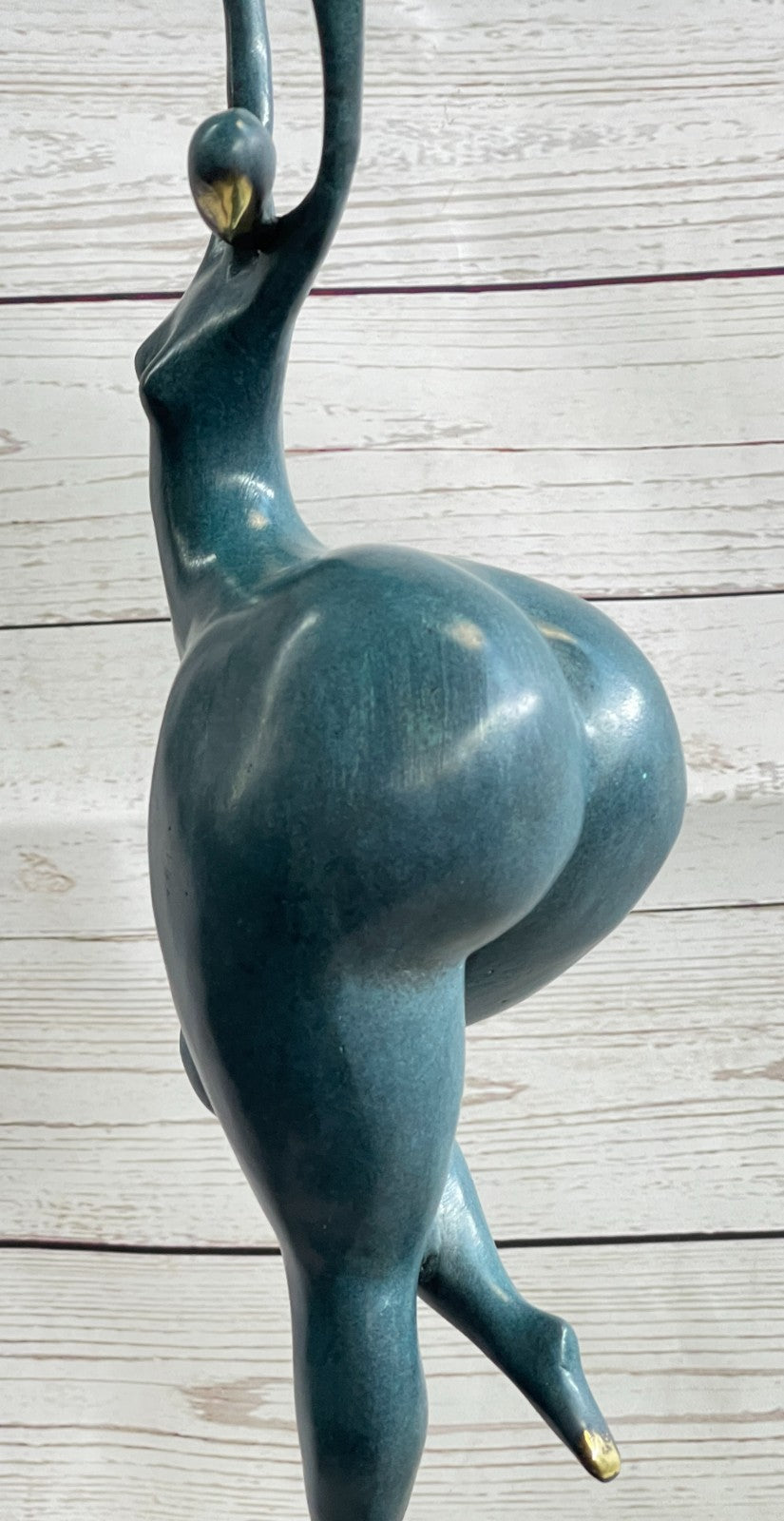 ABSTRACT WOMAN SIGNED MILO SCULPTURE HOT CAST HAND MADE MARBLE BASE FIGURINE LRG