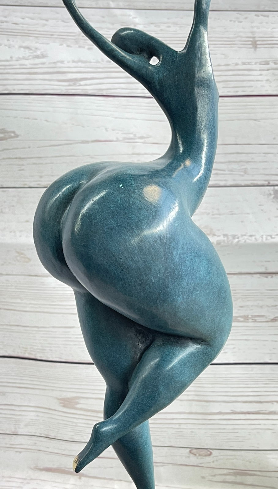 ABSTRACT WOMAN SIGNED MILO SCULPTURE HOT CAST HAND MADE MARBLE BASE FIGURINE LRG