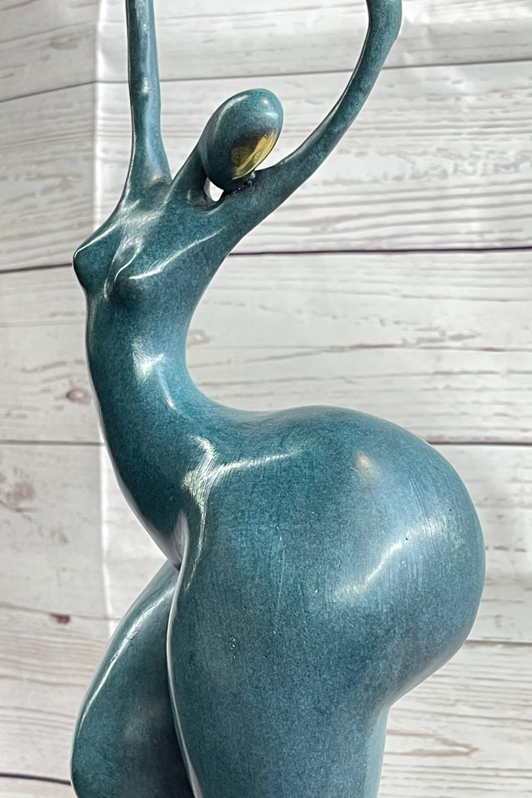 ABSTRACT WOMAN SIGNED MILO SCULPTURE HOT CAST HAND MADE MARBLE BASE FIGURINE LRG