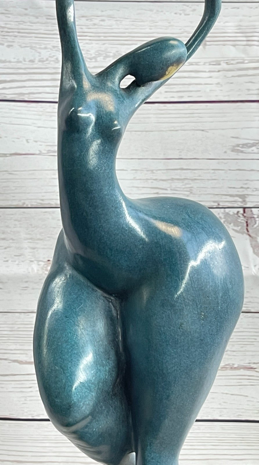 ABSTRACT WOMAN SIGNED MILO SCULPTURE HOT CAST HAND MADE MARBLE BASE FIGURINE LRG