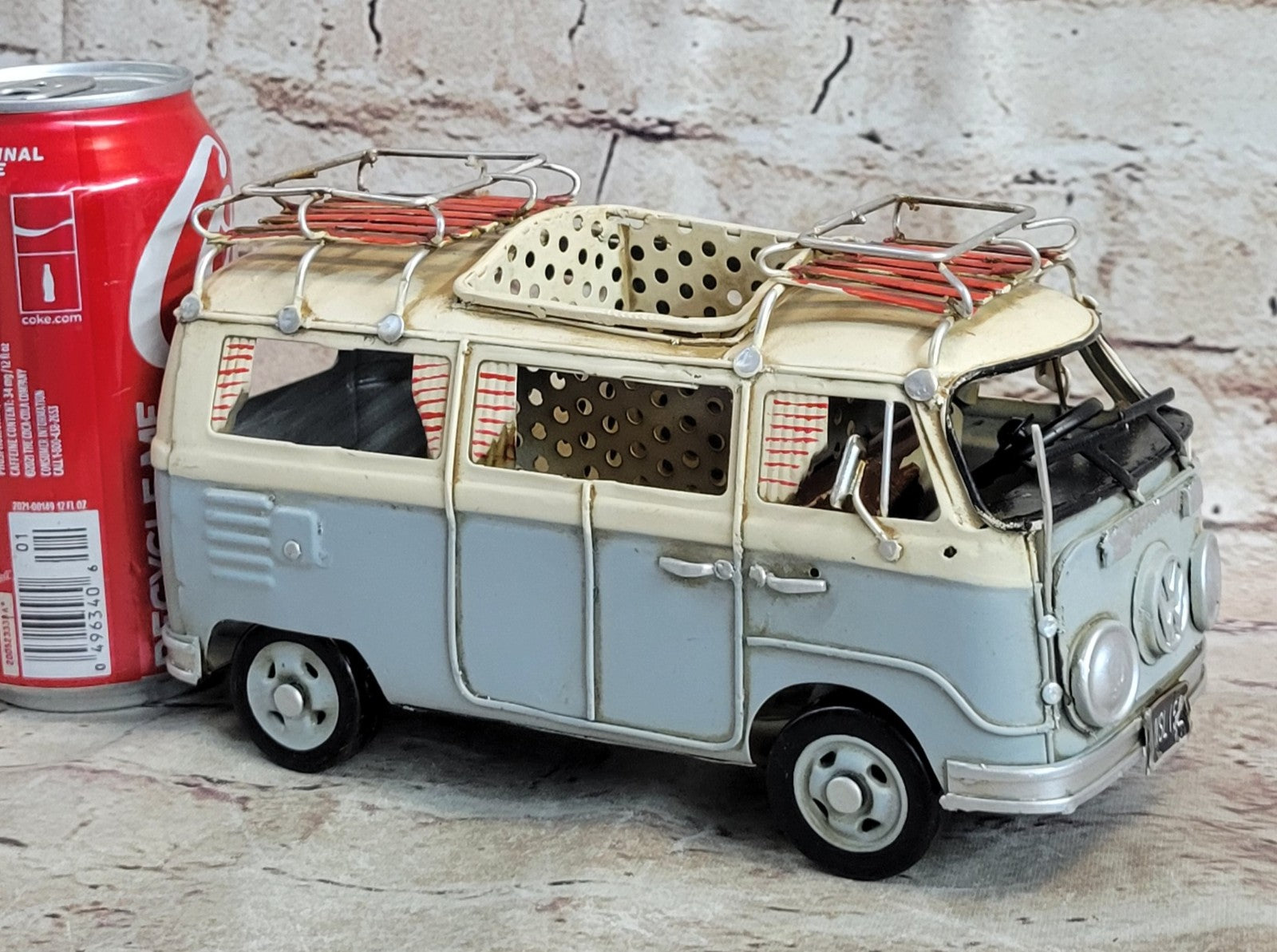 Vintage Metal Handmade VW Camper Bus model with Pen Holder Van Model