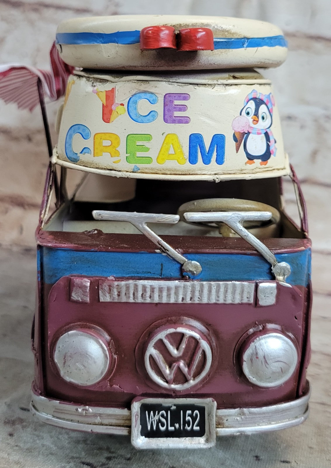 Handmade Blue/ Purple/ White Vintage VW Ice Cream Van Model Volkswagen VW Car