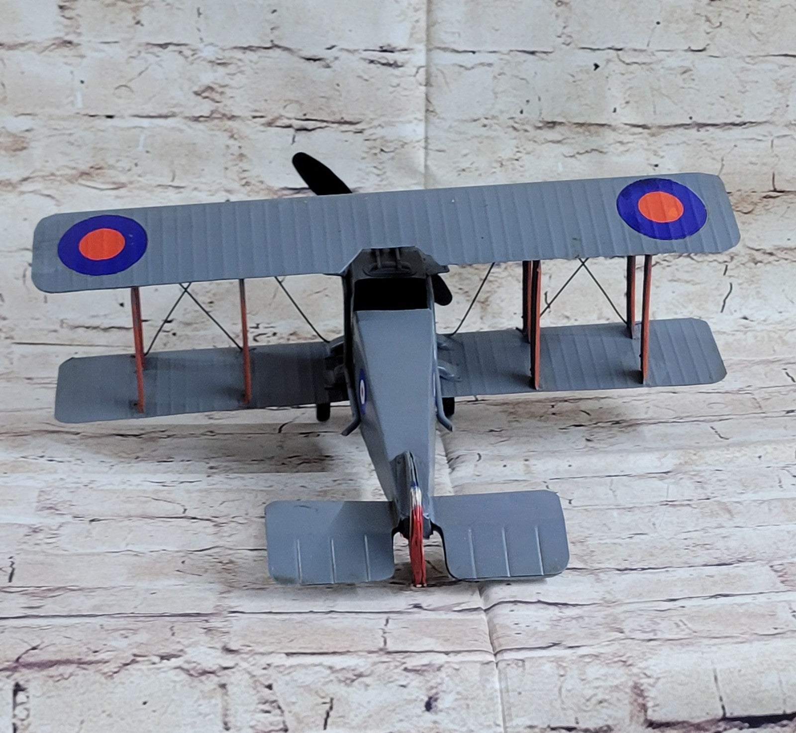 COLLECTIBLE RETRO AIRPLANE TIN TOY WITH Propeller PUSH ACTION Hand Made Decor