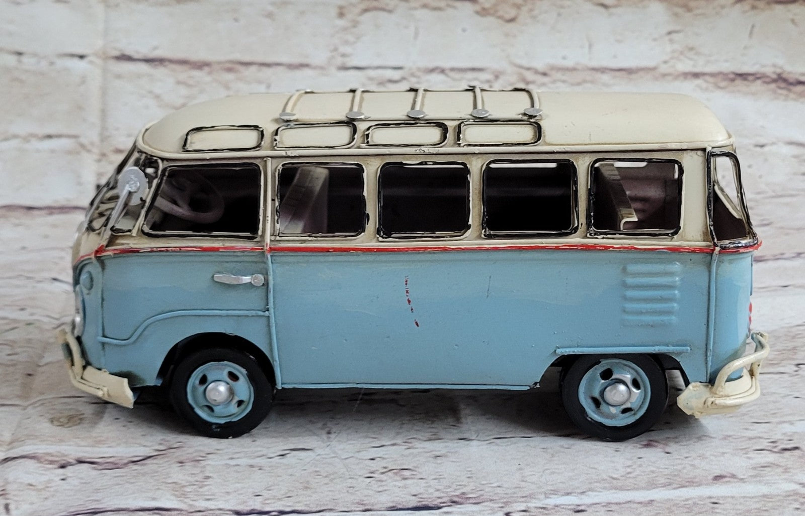 1957 tin plate model Kombi Camper Van in Blue and white Passenger Van