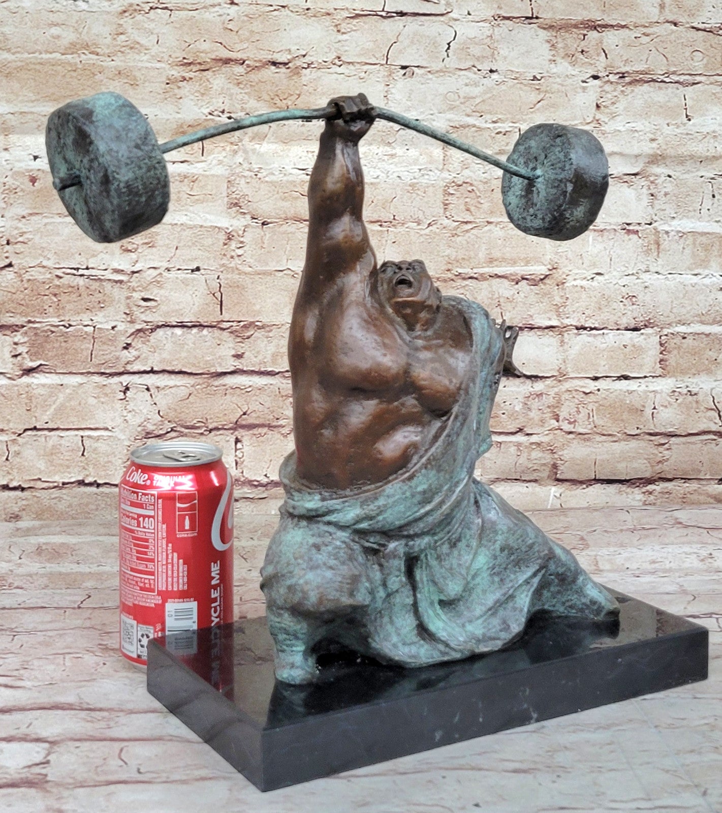 Handcrafted Milo Sculpture: Unique Modern Artwork Weightlifting Figure