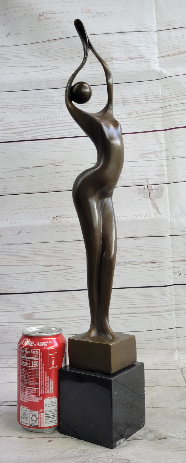 Artistic Mid Century Bronze Sculpture: Large 21.5" Female Figure, Modern Office Decoration