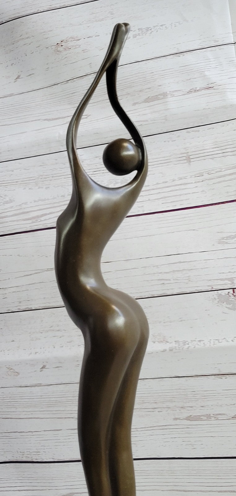 Artistic Mid Century Bronze Sculpture: Large 21.5" Female Figure, Modern Office Decoration