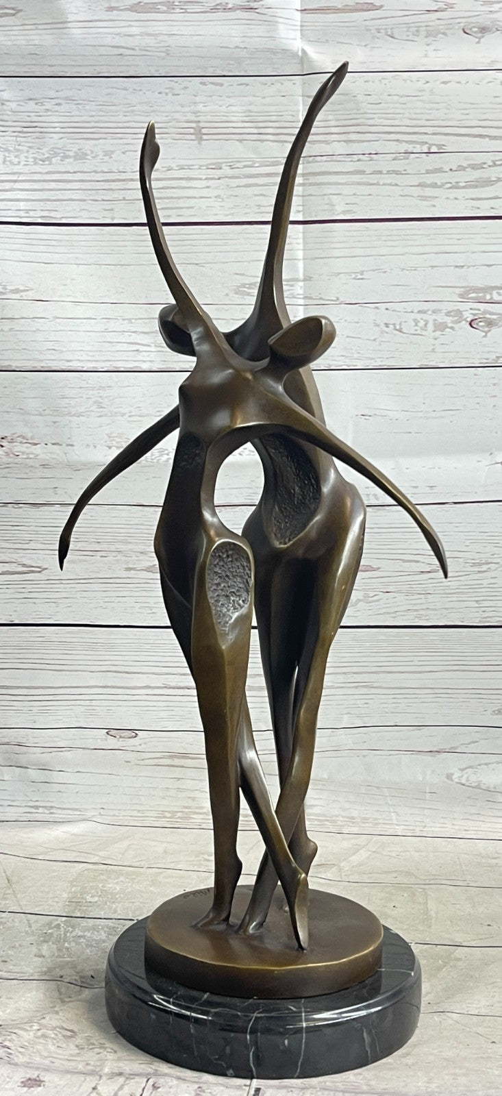 Elegant Home Office Decor: Signed Milo Bronze Sculpture, Abstract Shall We Dance Collectible