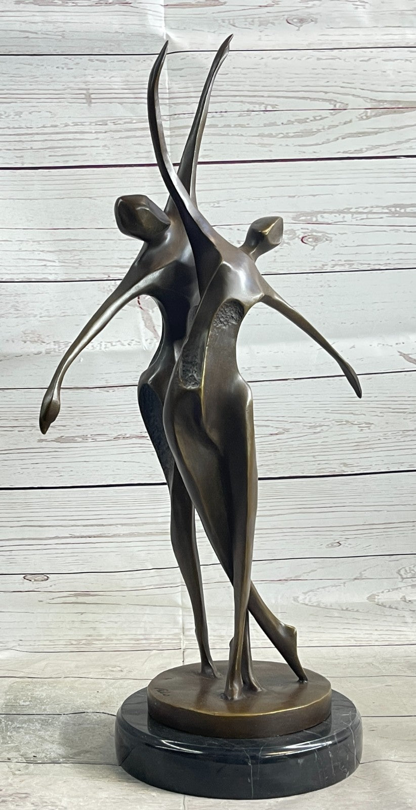 Elegant Home Office Decor: Signed Milo Bronze Sculpture, Abstract Shall We Dance Collectible