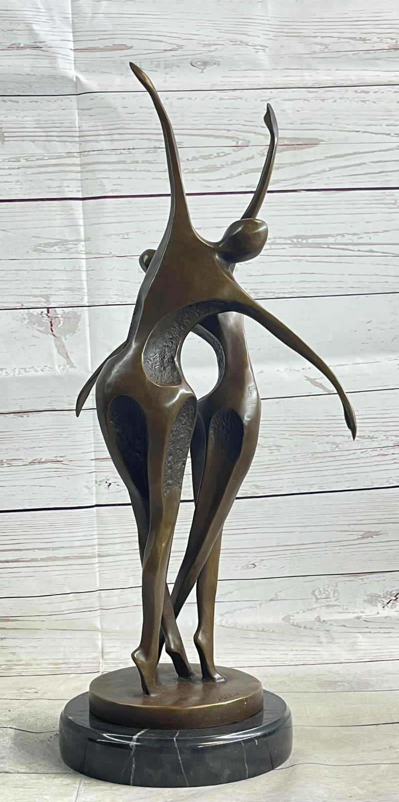 Elegant Home Office Decor: Signed Milo Bronze Sculpture, Abstract Shall We Dance Collectible