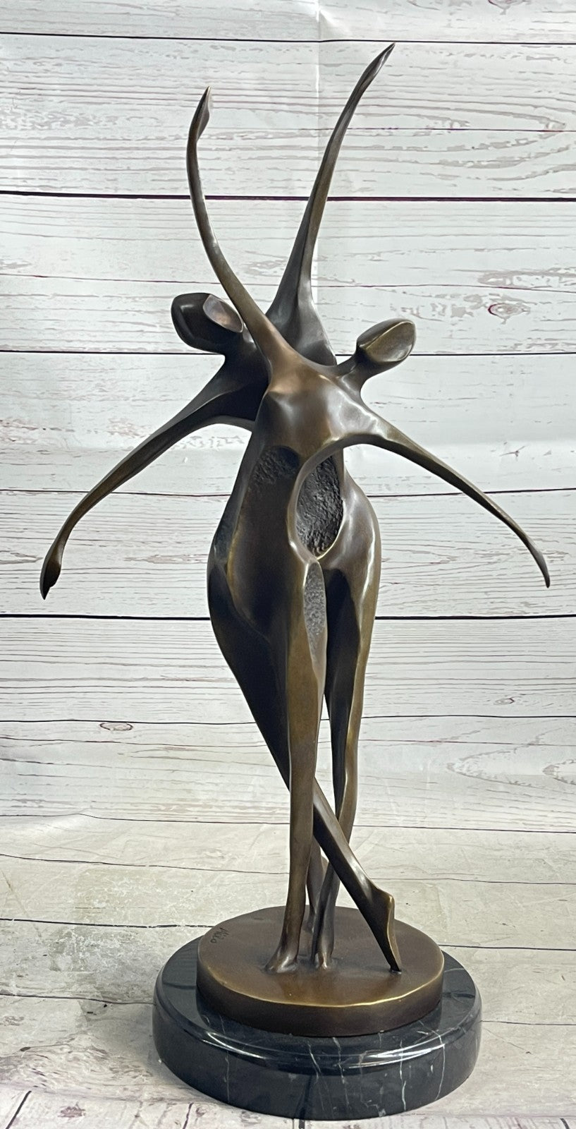 Elegant Home Office Decor: Signed Milo Bronze Sculpture, Abstract Shall We Dance Collectible