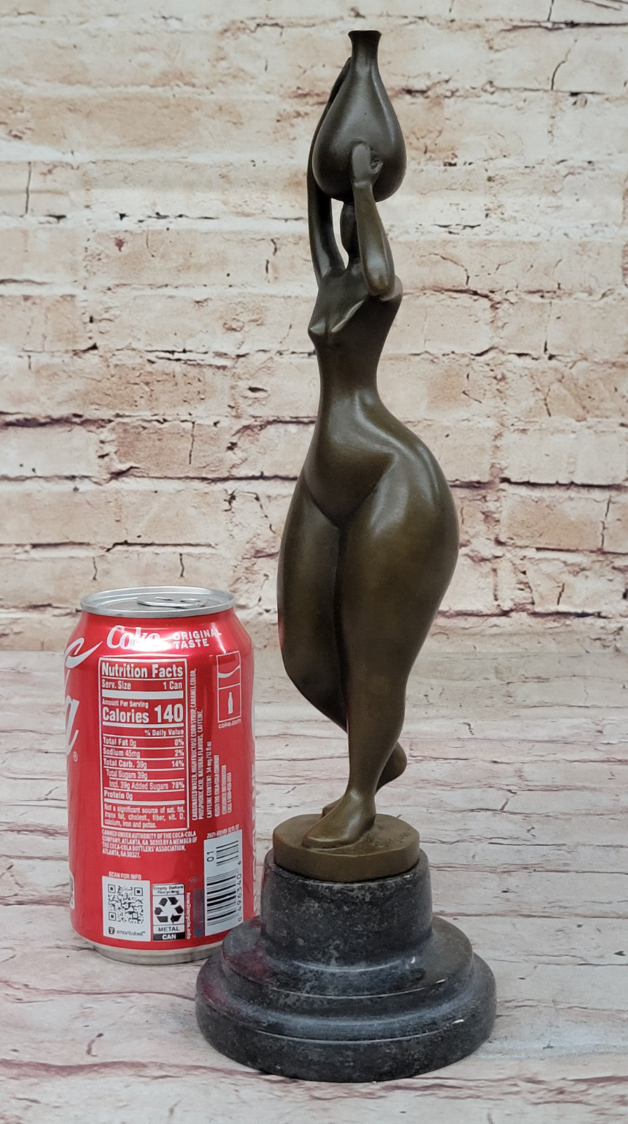 Lady Statue with Brown Patina: Cesaro`s Abstract Bronze Art Artwork