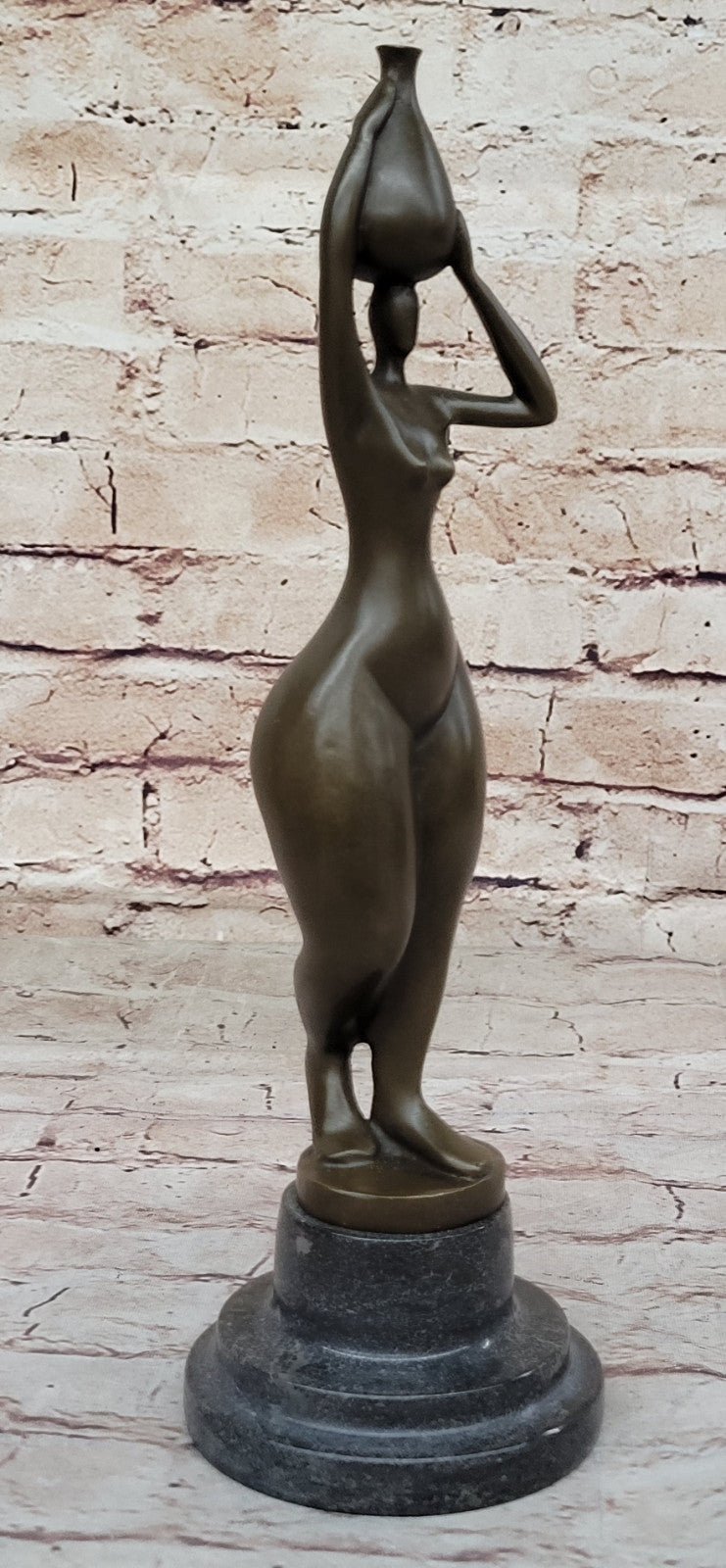 Lady Statue with Brown Patina: Cesaro`s Abstract Bronze Art Artwork