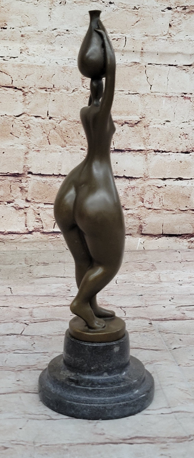 Lady Statue with Brown Patina: Cesaro`s Abstract Bronze Art Artwork