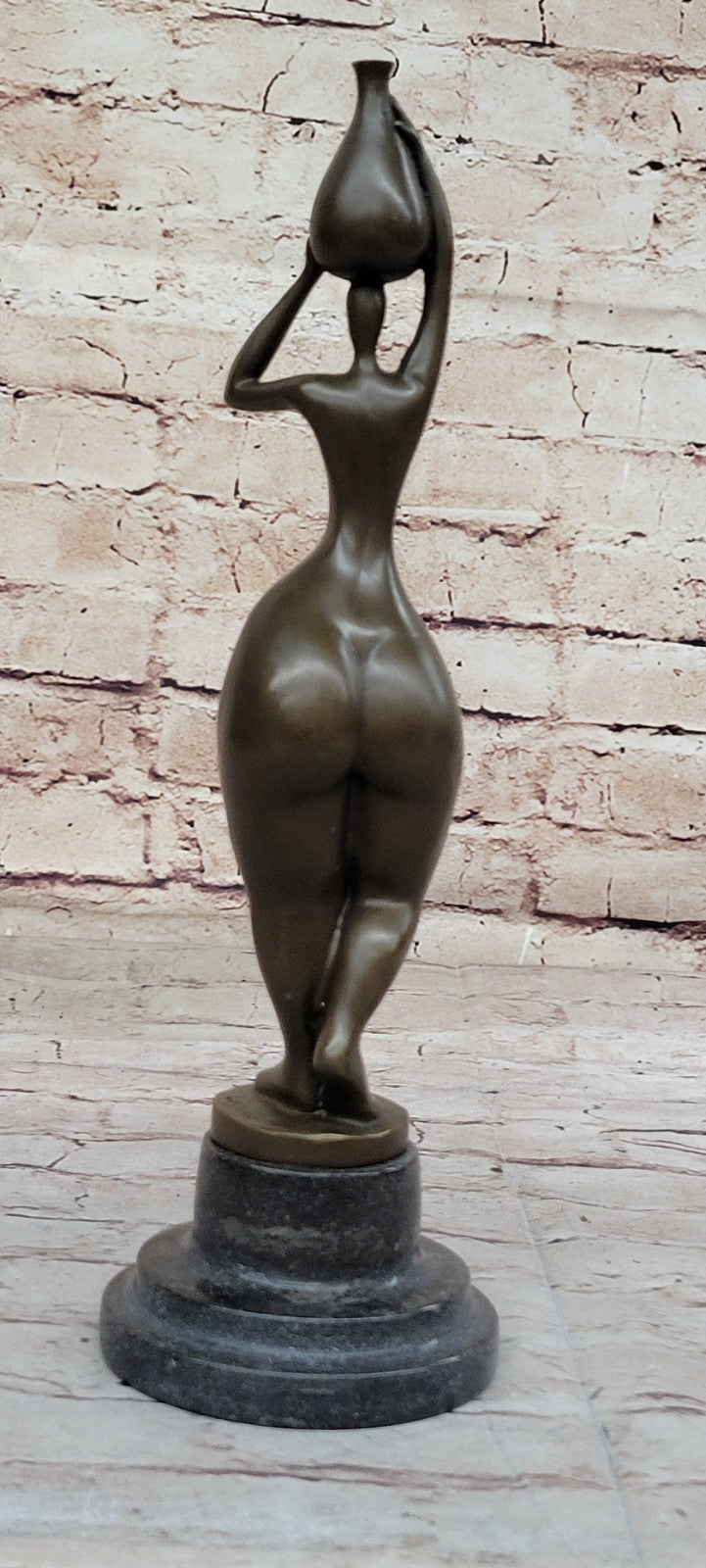 Lady Statue with Brown Patina: Cesaro`s Abstract Bronze Art Artwork