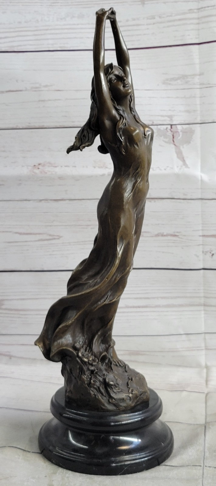 Beautiful Signed 100% BRONZE ART DECO Erotic Spring Awakening Sculpture Figurine