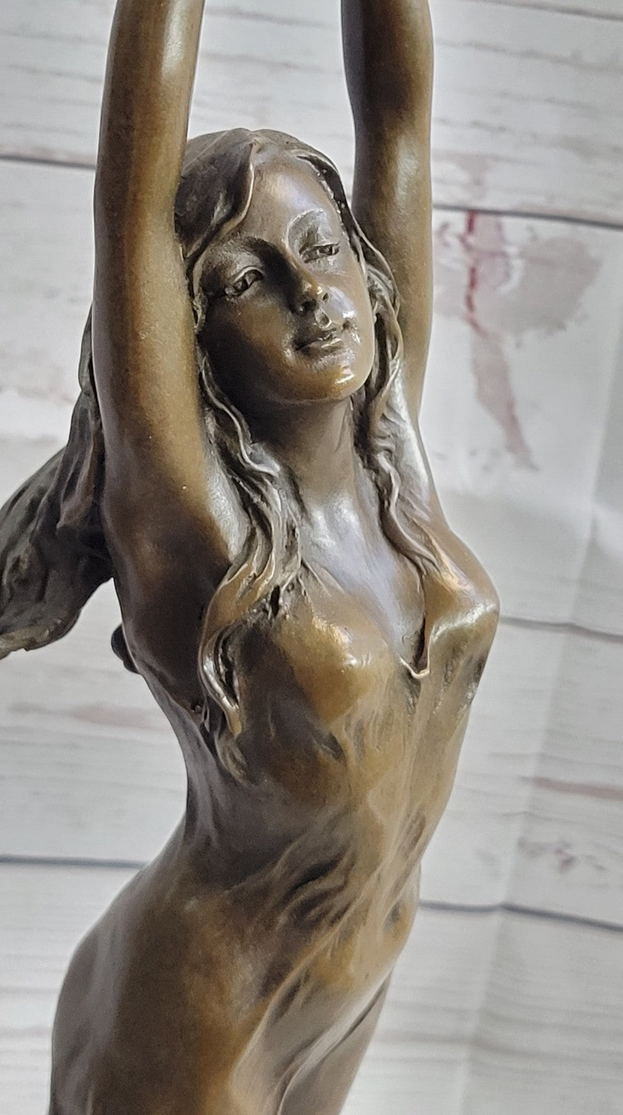 Beautiful Signed 100% BRONZE ART DECO Erotic Spring Awakening Sculpture Figurine