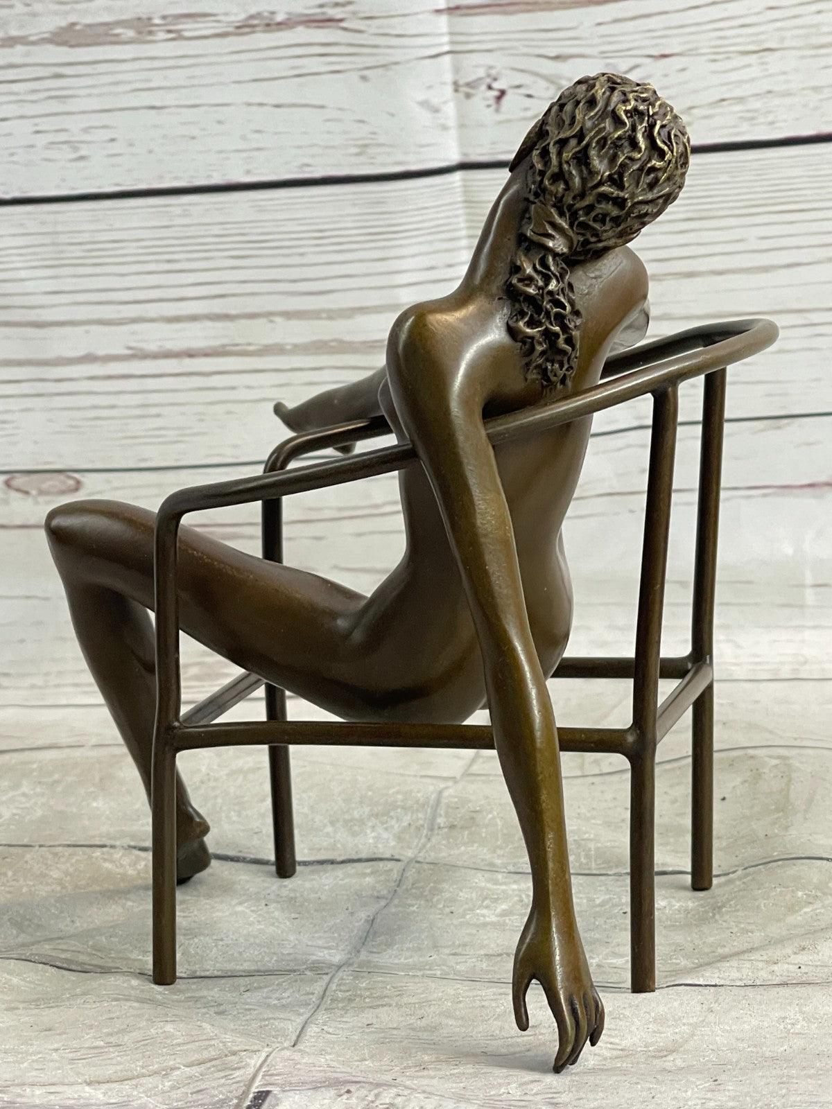 Modern Art Nouveau Abstract Nude Woman Girl 100% Bronze Sculpture by Mario Nick
