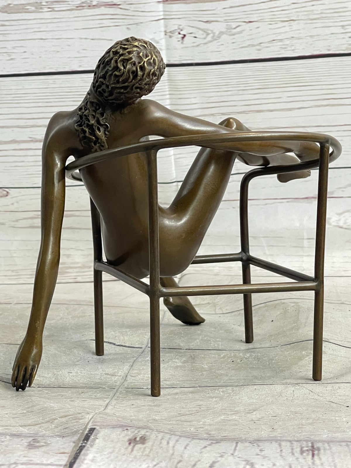 Modern Art Nouveau Abstract Nude Woman Girl 100% Bronze Sculpture by Mario Nick