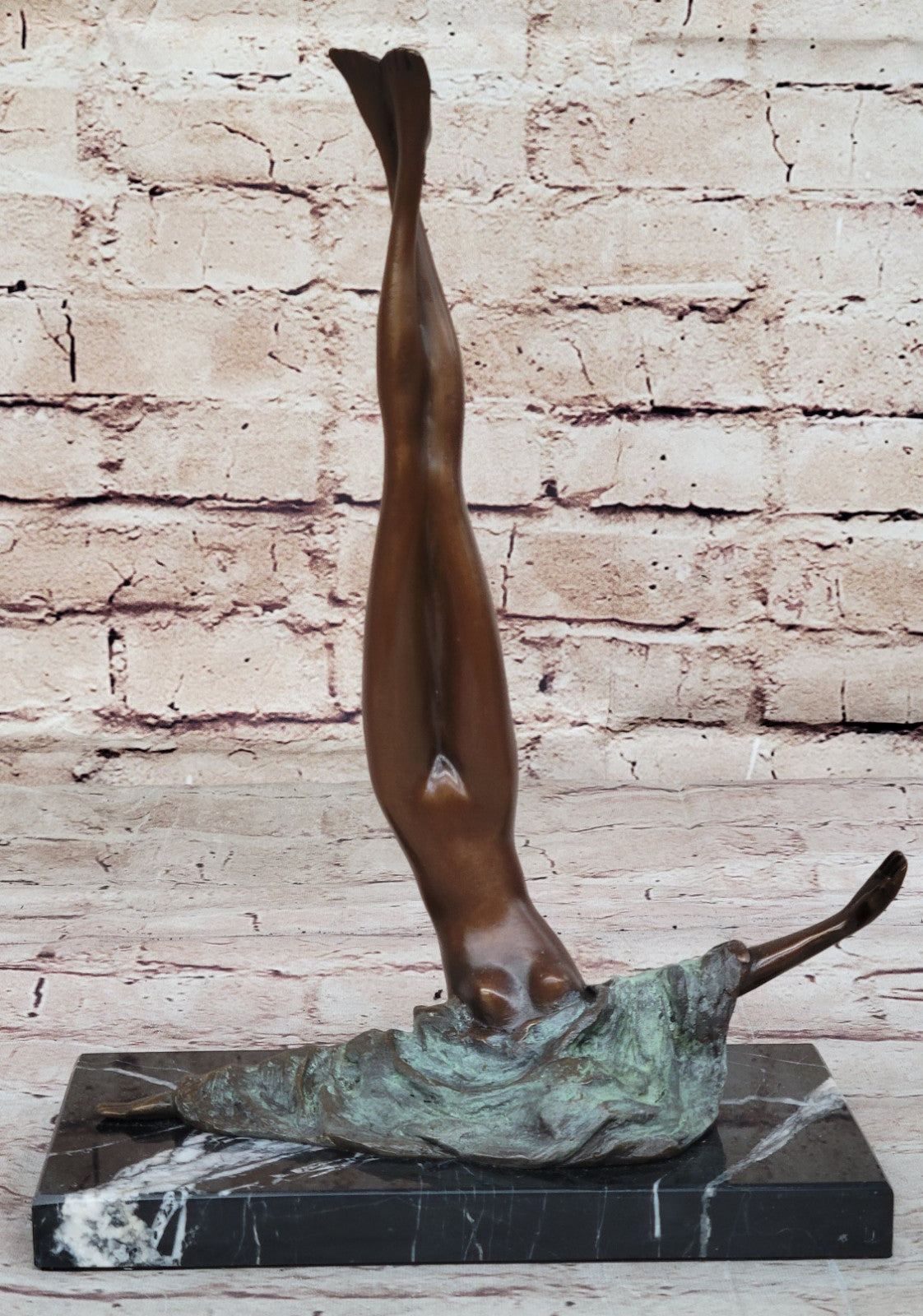 Mario Nick`s Original Signed Bronze Sculpture: Abstract Nude Female Lady