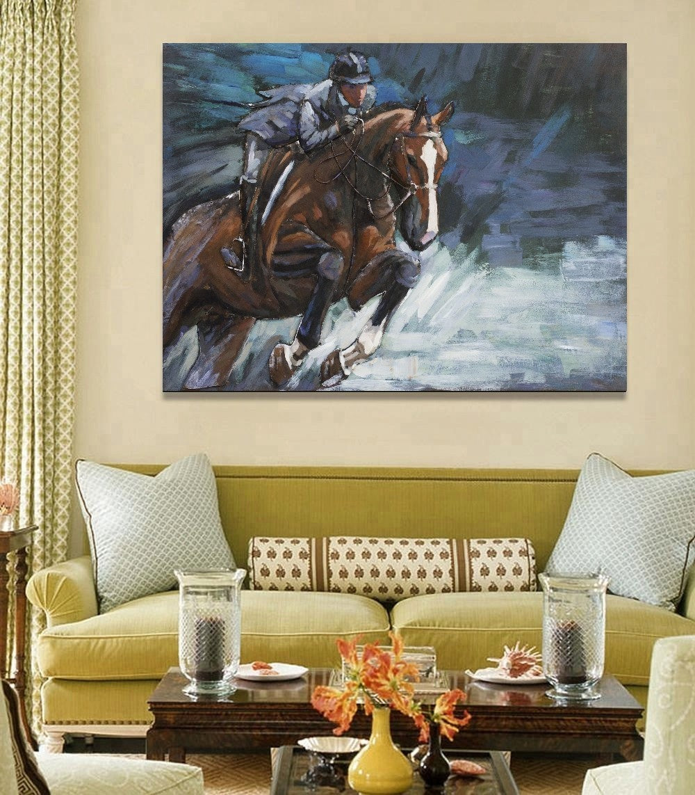Abstract Horse Racing Painting 3 Dimensional Indoor/Outdoor Rust Proof for Wall