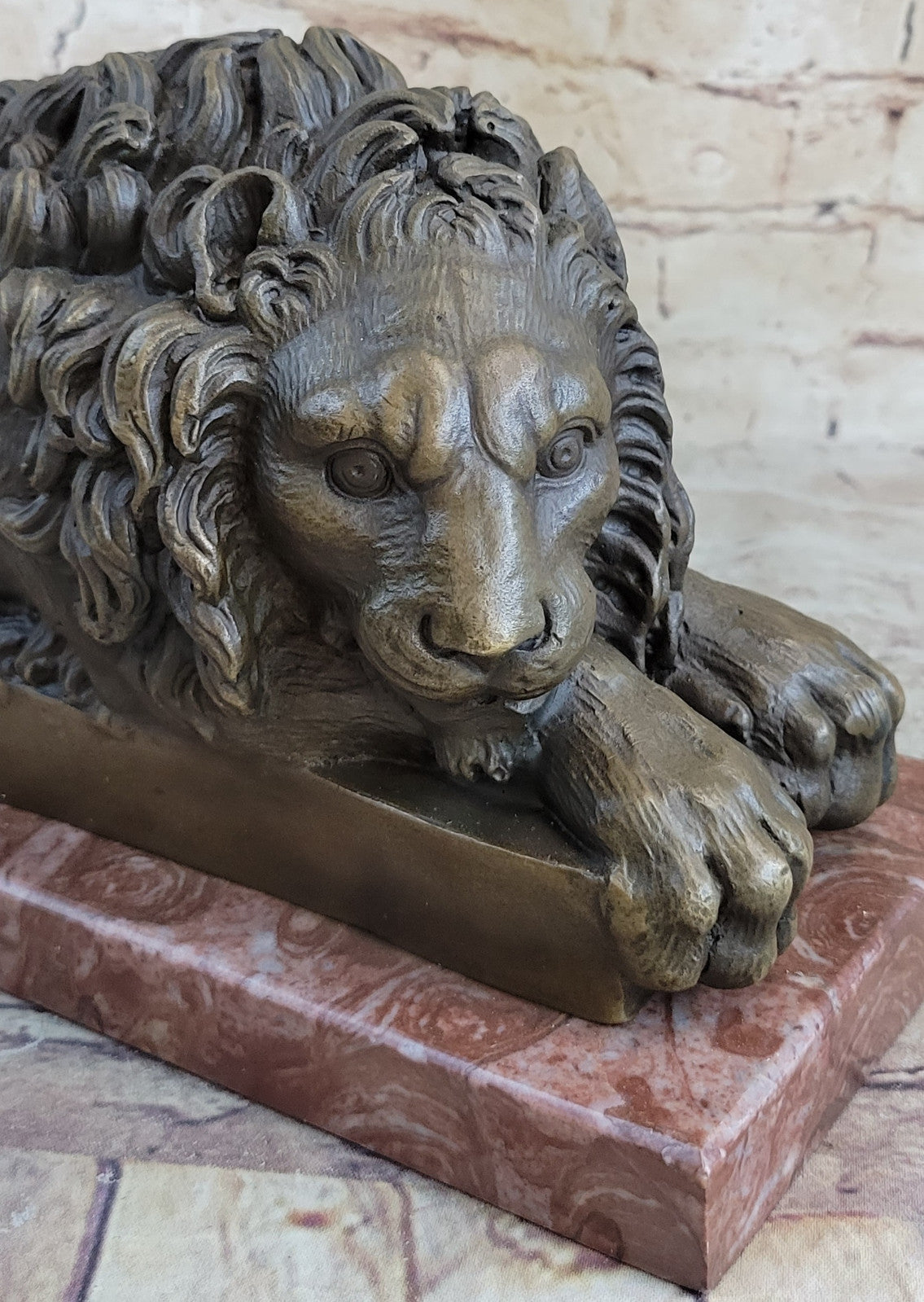 Vintage Bronze Lion  Decor Handcrafted Masterpiece Figure Fine Art Artwork Sale