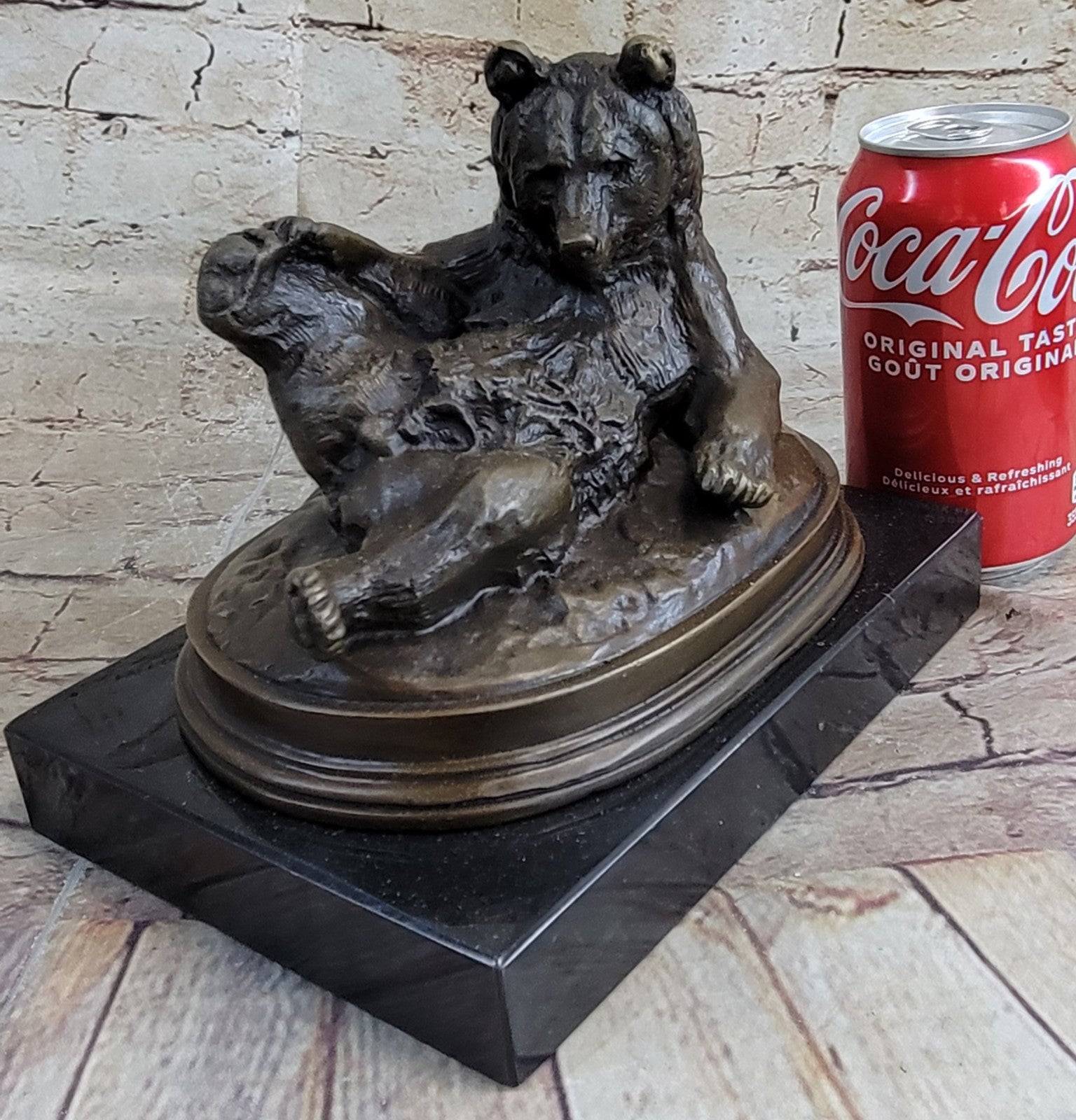 Grizzly Kodiak Black Bear Wildlife Art Cabin Lodge Bronze Marble Figure Decor