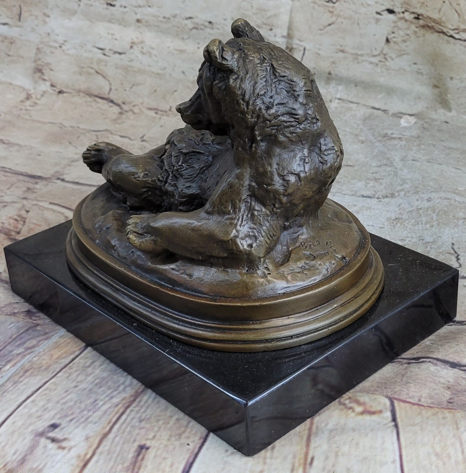 Grizzly Kodiak Black Bear Wildlife Art Cabin Lodge Bronze Marble Figure Decor