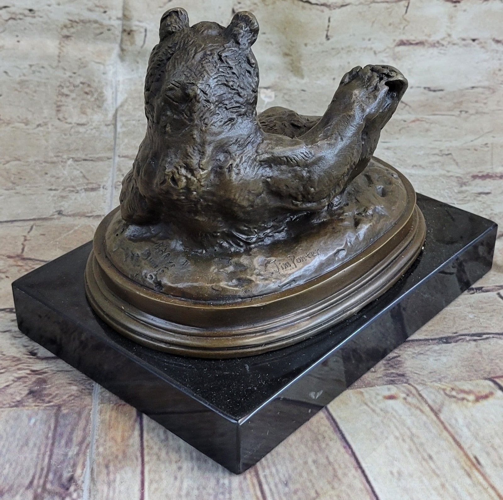 Grizzly Kodiak Black Bear Wildlife Art Cabin Lodge Bronze Marble Figure Decor