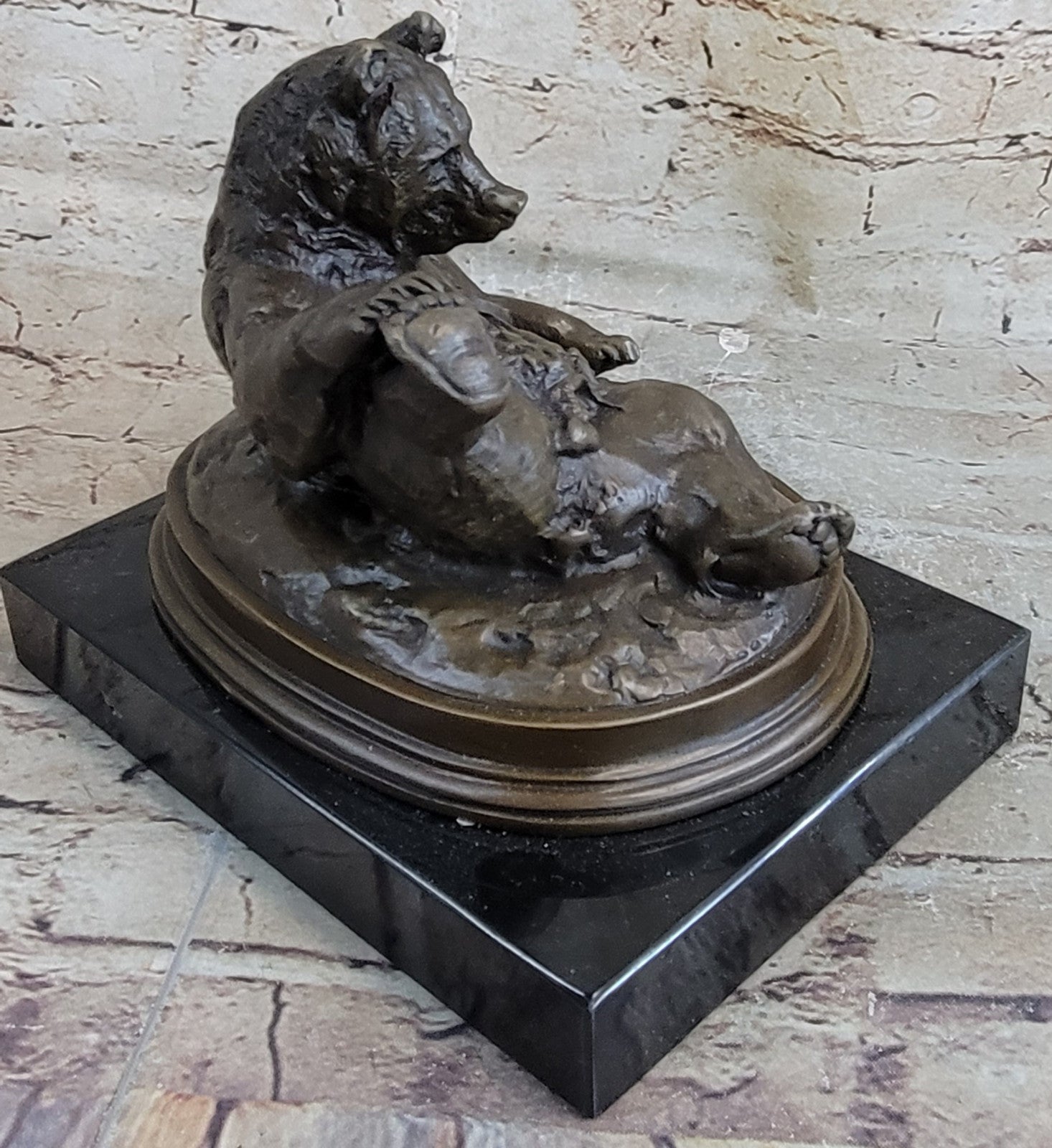 Grizzly Kodiak Black Bear Wildlife Art Cabin Lodge Bronze Marble Figure Decor