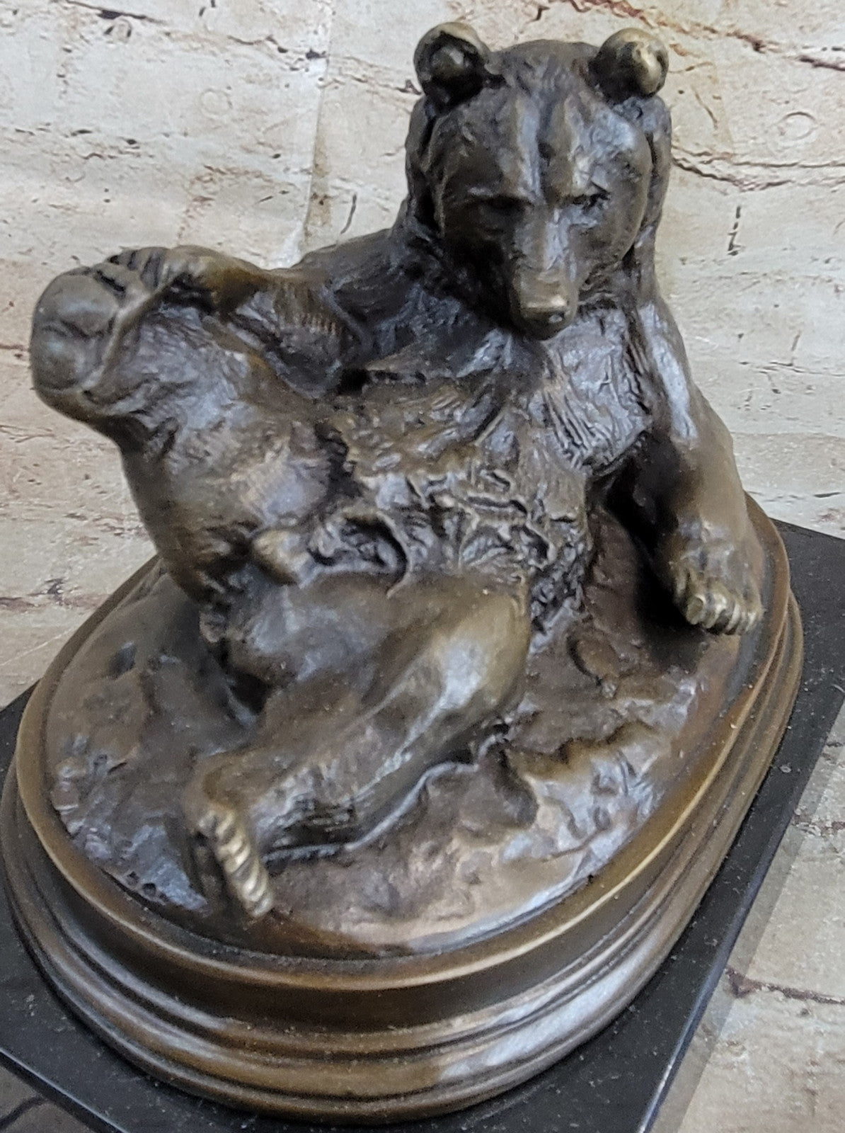 Grizzly Kodiak Black Bear Wildlife Art Cabin Lodge Bronze Marble Figure Decor