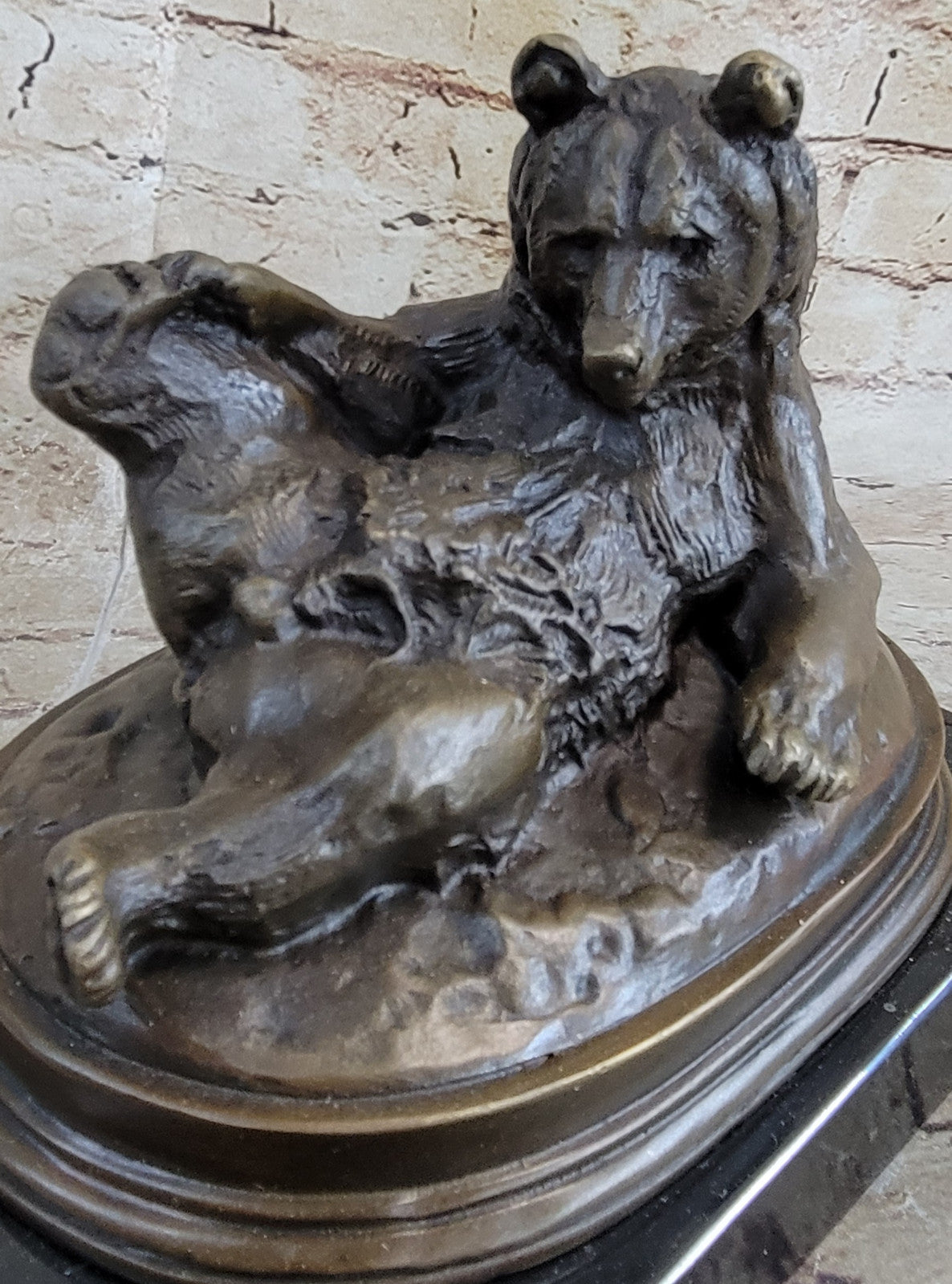 Grizzly Kodiak Black Bear Wildlife Art Cabin Lodge Bronze Marble Figure Decor