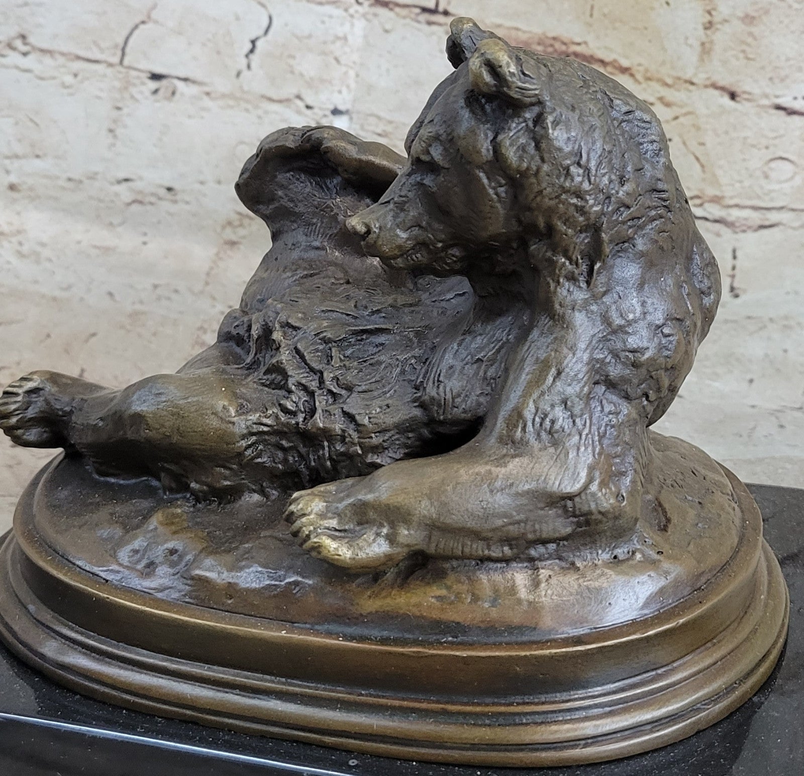 Grizzly Kodiak Black Bear Wildlife Art Cabin Lodge Bronze Marble Figure Decor