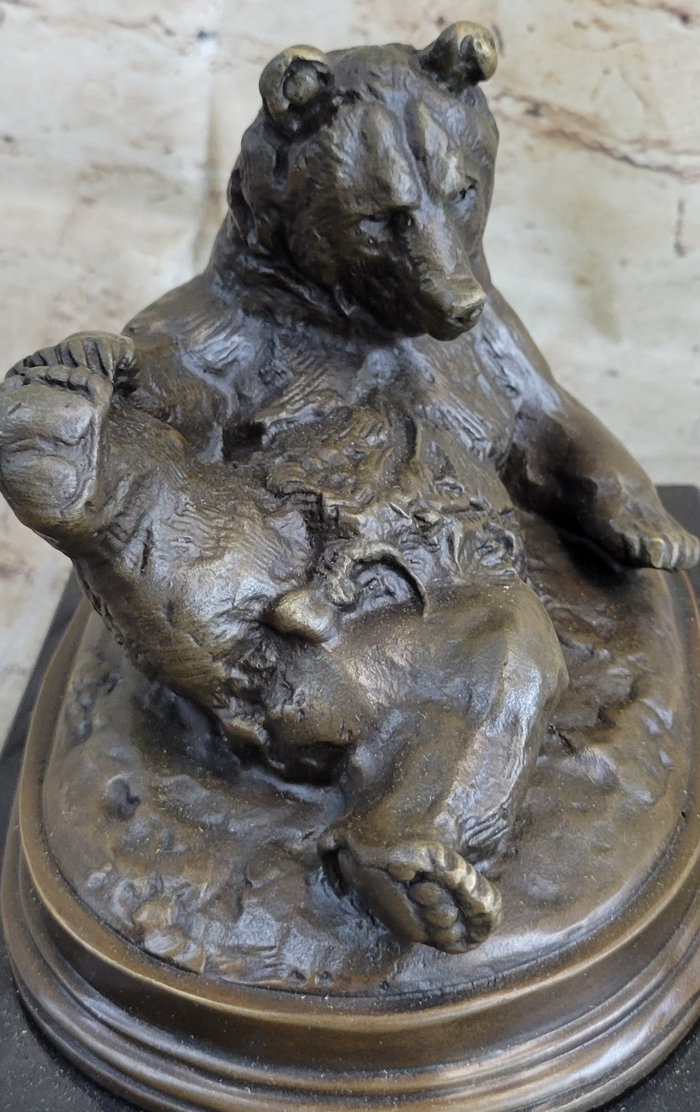 Grizzly Kodiak Black Bear Wildlife Art Cabin Lodge Bronze Marble Figure Decor